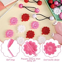 72 Pcs Hair Accessories Set Barrettes Balls Bows Flowers And Clips For Girls Baby And Toddler Red White Pink