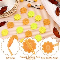 72 Pcs Hair Accessories Set Self Hinge Barrettes Bubble Bows Flowers Plastic Clips For Baby Toddler Girls Yellow Light Ye