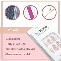 Yosomk Cute Medium Fake Nails Almond Shaped Press On Nails With White Flower Design Glossy Glue On Static Nails French Tip Stick