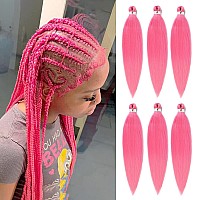 Pink Braiding Hair Pre Stretched 26 Inches Pink Ez Braids Professional Yaki Texture Synthetic Braiding Hair 6 Pcslot Hot Water