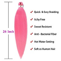 Pink Braiding Hair Pre Stretched 26 Inches Pink Ez Braids Professional Yaki Texture Synthetic Braiding Hair 6 Pcslot Hot Water