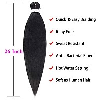 Braiding Hair Pre Stretched Natural Easy Twist Braids Ez Braiding Hair 6 Packslot 26 Inches Hot Water Setting Professional Synt