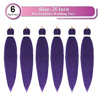 Purple Braiding Hair Pre Stretched Ez Braiding Hair 6 Packslot 26 Inches Yaki Texture Braiding Hair Hot Water Setting Synthetic