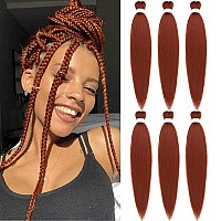 Ginger Braiding Hair Pre Stretched 26 Inches Copper Ez Braiding Hair Yaki Texture 6 Packslot Braids Hot Water Setting Professio