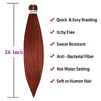 Ginger Braiding Hair Pre Stretched 26 Inches Copper Ez Braiding Hair Yaki Texture 6 Packslot Braids Hot Water Setting Professio