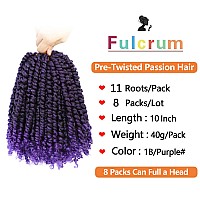 Fulcrum Passion Twist Crochet Hair 10 Inch 8 Packs Pre Looped Passion Twist Hair Pretwisted Passion Twist Crochet Hair For Bl