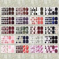 Wokoto 20 Sheets Toe Nail Polish Stickers Full Nail Wraps For Toes Marble Nail Stickers For Toe Nails Nail Polish Strips For Wom