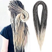 Aguacor Synthetic Double Ended Dreadlock Extensions 24Inches 25 Strands Thin 06Cm Soft Black To Blonde De Dreadlocks Extensions