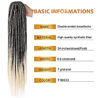 Aguacor Synthetic Double Ended Dreadlock Extensions 24Inches 25 Strands Thin 06Cm Soft Black To Blonde De Dreadlocks Extensions