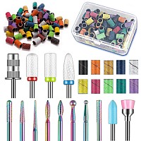 13Pcs Nail Drill Bits100Pcs 10 Colors Sanding Bands1Pc Mandrel Bit 332 Inch Cremaic Damiand Nail Bits Set Professional Dril