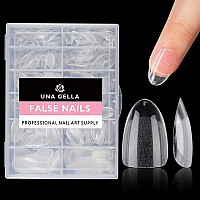 Una Gella Short Almond Round Fake Nails 216Pcs Short Almond Press On Nails Preshape Short Almond Oval Gel Nail Tips For Full Co