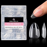 Una Gella Short Fake Nails Tips Almond Shape 504Pcs Soft Press On Gel X Nail Tips Pre Shaped For Women Home Almond Nail Extensio