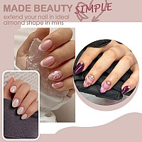 Una Gella Short Fake Nails Tips Almond Shape 504Pcs Soft Press On Gel X Nail Tips Pre Shaped For Women Home Almond Nail Extensio