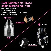 Una Gella Short Almond Nail Tips Soft Gel Nail Tips Short Almond Shape 240Pcs Gel X Almond Nail Tips Full Cover Nail Tips 12 S