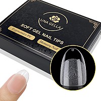 Una Gella Short Oval Almond Gel X Nail Tips 600Pcs Soft Gel Nail Tips Prefile Oval Almond Nail Tips 12 Sizes Clear Fake Nails