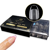 Una Gella Short Nail Tips Oval Almond Shape 240Pcs Short Oval Almond Nail Tips Full Cover Acrylic False Nails 12 Sizes Prefile