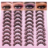 20 Pairs False Eyelashes Natural Faux Mink Lashes Wispy Cat Eye Lashes Fluffy 4 Styles 5D Volume Fake Eyelashes Pack By Tnfvlone