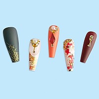 Magrace Extra Long Press On Nails Coffin Fake Nails Brown French Tips False Nails With Designs 24 Pcs Stick On Nails For Women