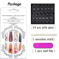 Magrace Extra Long Press On Nails Coffin Fake Nails Brown French Tips False Nails With Designs 24 Pcs Stick On Nails For Women