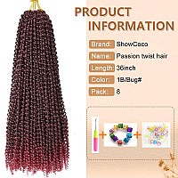 Showcoco Passion Twist Hair 36 Inch 8Packs Water Wave Passion Twist Crochet Hair Extensions Long Bohemian Braiding Hair 36Inch