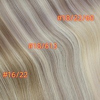 Full Shine Blonde Highlight Clip In Hair Extensions Real Human Hair Color 16 22 Human Double Weft Clip In Extensions Soft Silky