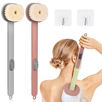 Ainiv 2 Pack Back Scrubber For Shower Long Handled Shower Brush With Soap Dispenser Exfoliating Body Scrubber For Wet Or Dry B