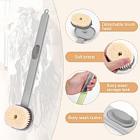 Ainiv 2 Pack Back Scrubber For Shower Long Handled Shower Brush With Soap Dispenser Exfoliating Body Scrubber For Wet Or Dry B