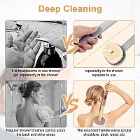 Ainiv 2 Pack Back Scrubber For Shower Long Handled Shower Brush With Soap Dispenser Exfoliating Body Scrubber For Wet Or Dry B