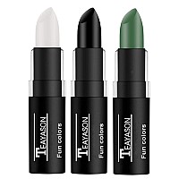 Go Ho 3 Pcs Makeup Clown White Black Creamblendable Sticks Waterproof Green Face Body Paint Professional Sfx Makeup Safe Facepa