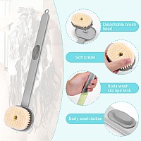 Ainiv Back Scrubber For Shower With Soap Dispenser 1 Pack Long Handled Shower Brush Replace Brush Head Linen Pad Exfoliati