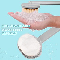 Ainiv Back Scrubber For Shower With Soap Dispenser 1 Pack Long Handled Shower Brush Replace Brush Head Linen Pad Exfoliati