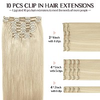 Maxita Hair Extensions Real Human Hair Platinum Blonde 10Pcs 155G 16 Inch Clip In Hair Extensions Real Human Hair Clip In Exten