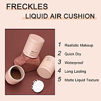 Erinde Upgrade Liquid Freckle Pen, Fake Freckles Stamp Air Cushion, Long Lasting Waterproof Quick Dry Lifelike Freckles Marker Makeup, Magic Freckle Stamp for Natural Sunkissed Makeup (02# Chocolate)