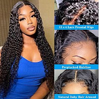 Jewhaut 13X4 Deep Wave Lace Front Wigs Human Hair Wigs For Black Women Lace Front Glueless Wigs Human Hair Pre Plucked With Baby