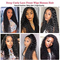 Jewhaut 13X4 Deep Wave Lace Front Wigs Human Hair Wigs For Black Women Lace Front Glueless Wigs Human Hair Pre Plucked With Baby