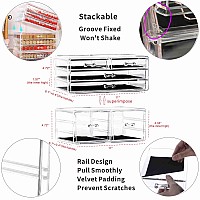 Cq Acrylic 2 Pack Clear Stackable Storage Drawers For Vanity Stackable 6 Drawers Desktop Organizer With Drawers Cute Desk Storag