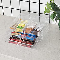 Cq Acrylic 2 Pack Clear Stackable Storage Drawers For Vanity Stackable 6 Drawers Desktop Organizer With Drawers Cute Desk Storag