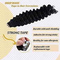 Deep Wave Tape in Hair Extensions 100% Real Human Hair 24