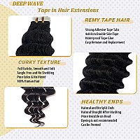 Deep Wave Tape in Hair Extensions 100% Real Human Hair 24