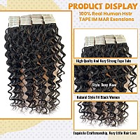 Deep Wave Tape in Hair Extensions 100% Real Human Hair 24