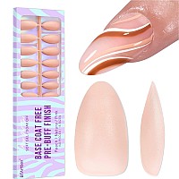 Gel Nail Tips Almond - BTArtbox Soft Gel Nail Tips 2 in 1 Neutral X-Coat Tips with Tip Primer Cover 150PCS, Pre-colored Fake Nails Press On Nails Soak Off Nail Extensions 15 Sizes