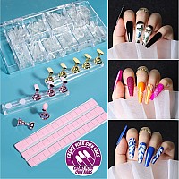 Acrylic Fake Nails Kit, Teenitor Press On Nail Supplies with Clear Coffin Nail Tips Nail Stand Nail Art Brushes Dotting Pen Glitter Sequins Stickers Rhinestones Nail Art Decorations Press On Nail Starter Kit