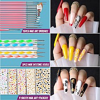 Acrylic Fake Nails Kit, Teenitor Press On Nail Supplies with Clear Coffin Nail Tips Nail Stand Nail Art Brushes Dotting Pen Glitter Sequins Stickers Rhinestones Nail Art Decorations Press On Nail Starter Kit