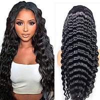 Uesoels 32 Inch Loose Deep Wave Lace Front Wigs 13X4 Transparent Lace Frontal Human Hair Wig Pre Plucked With Baby Hair 180 Dens