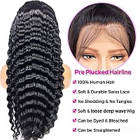 Uesoels 32 Inch Loose Deep Wave Lace Front Wigs 13X4 Transparent Lace Frontal Human Hair Wig Pre Plucked With Baby Hair 180 Dens