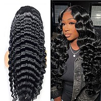 Uesoels 26 Inch Lace Front Wigs Human Hair Loose Deep Wave 13X4 Lace Front Wig Human Hair Pre Plucked With Baby Hair 180 Density