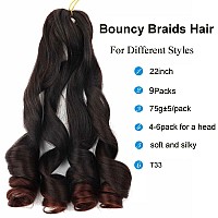 Lmzim French Curl Braiding Hair 22 Inch Bouncy Braiding Hair 9 Pack French Curles Synthetic Hair Extensions French Curly Braidin