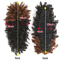 Aisaide Mohawk Wig Afro Kinky Curly Mohawk Ponytails For Black Womenkinky Curly Ponytails With Brown Bangs Synthetic Clip In Po