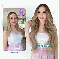 Full Shine Clip In Hair Extensions Real Human Hair Balayage Hair Extensions Brown To Blonde Ombre Hair Extensions Clip In Human