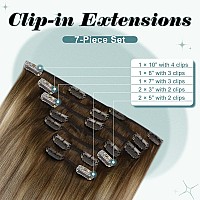 Full Shine Clip In Hair Extensions Real Human Hair Balayage Hair Extensions Brown To Blonde Ombre Hair Extensions Clip In Human